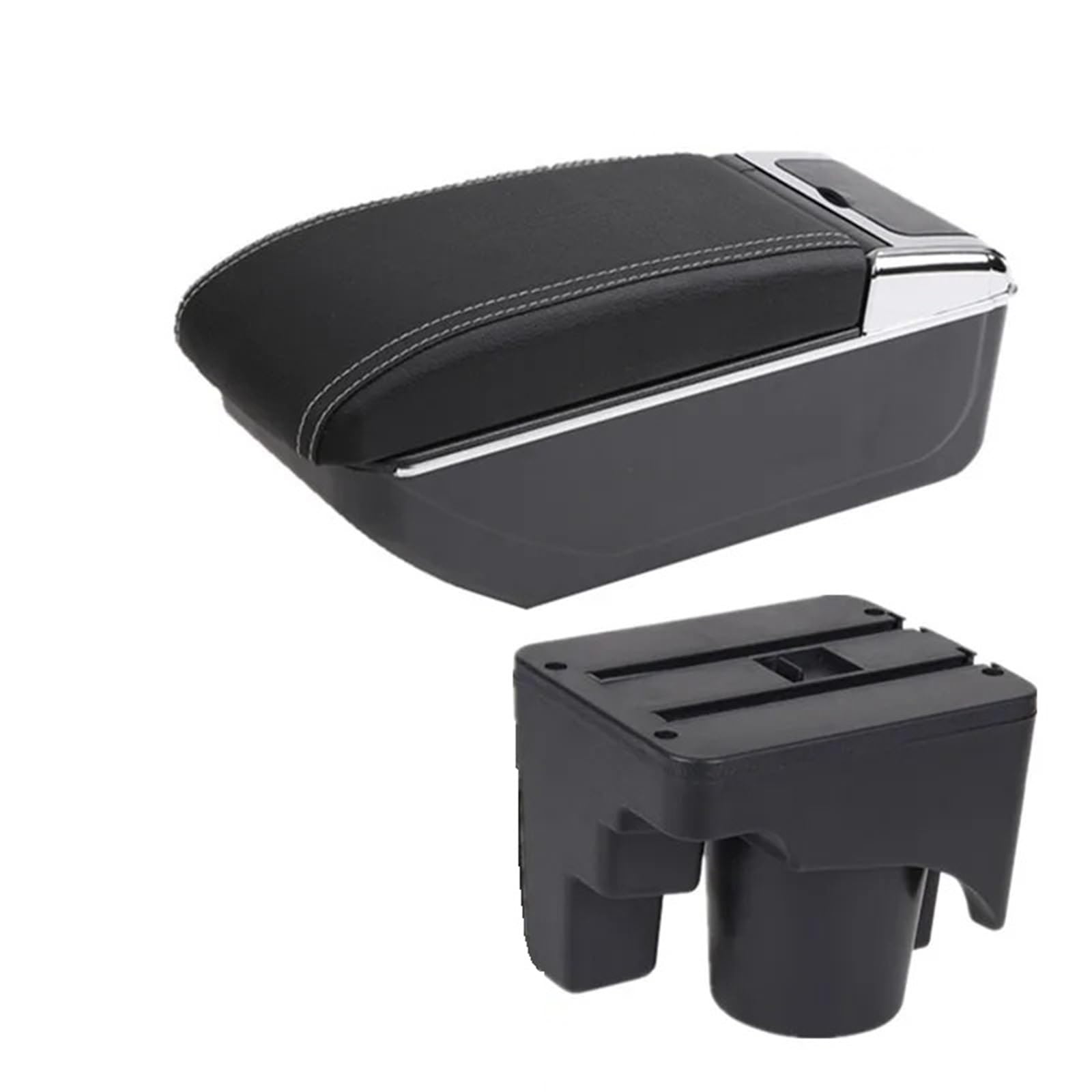 Hguvsjd Armrest Box For VW For Golf 6 5 Mk6 MK5 For Jetta For Sagitar Armrest Storage Box Interior Retrofit Car Armrests(B white line NO USB)