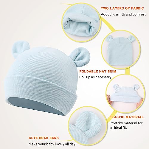 Image of JANGANNSA Cotton Newborn Baby Girls Hat Spring Newborn Boys Hat Cute Rabbit Infant Beanie