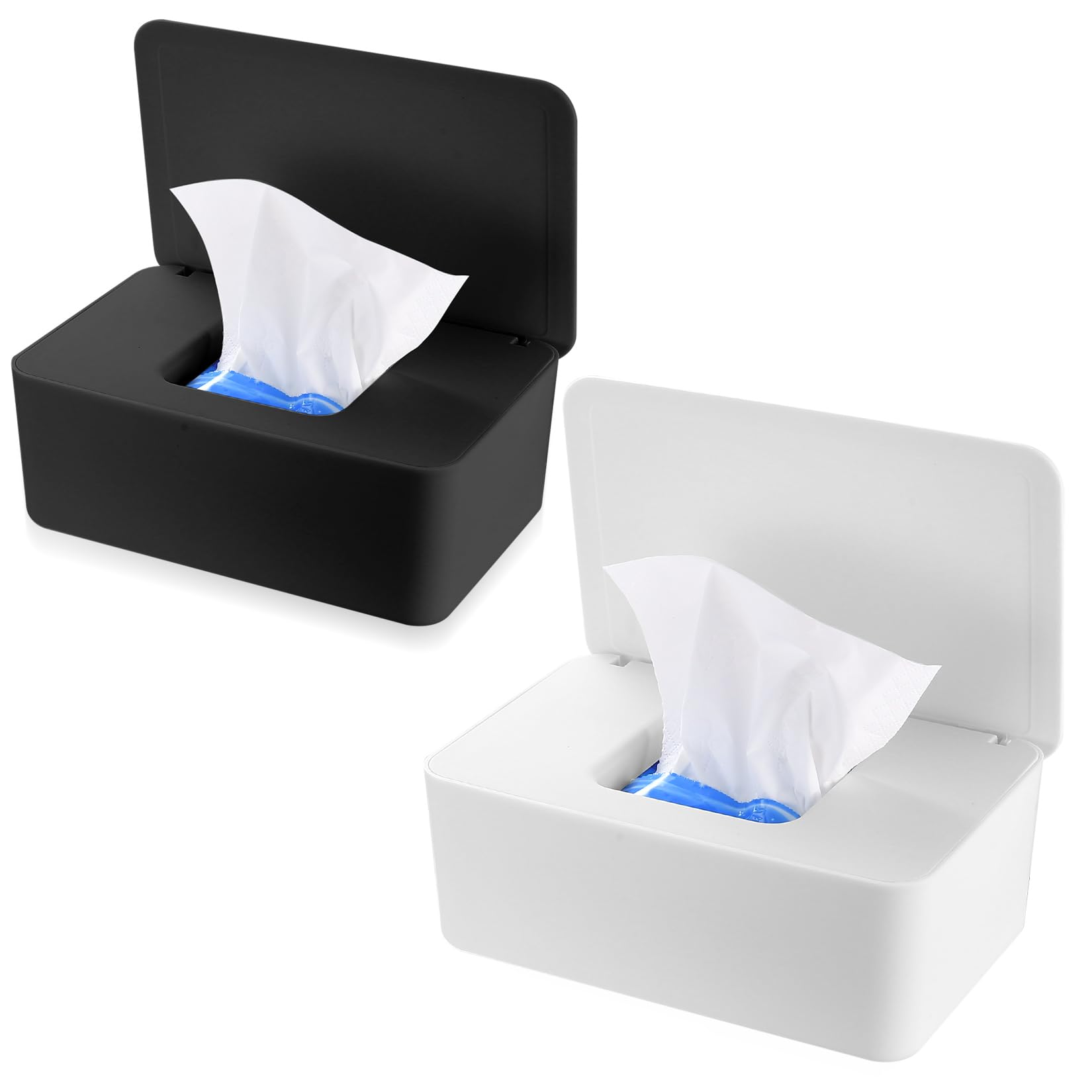 Feuchttücher Boxen, Toilettenpapier Box, Taschentuchspender, Serviettenbox mit Deckel, Taschentuchhalter, Feuchttuchbox Aufbewahrungsbox für Zuhause, Büro (Schwarz und Weiß)