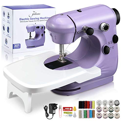 Jeteven Nähmaschine Anfänger, Nähmaschine Art Craft mit 2-Gang-Fußpedal Double Speed ??Control Nähmaschine, elektrische Overlock-Nähmaschine Kleines Haushaltsnähwerkzeug für Heimwerker