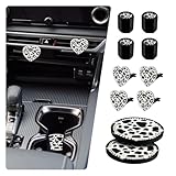 Cow Print Car Accessories Set for Women and Teen Girls – Cute Tire Valve Stem Caps, Heart Air Vent Clips, Bling Car Coasters, Cute Interior Automotive Decor Gift for Female Drivers, Cow Car Decor