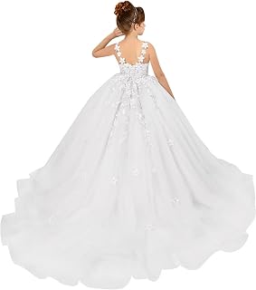 Tulle Flower Girl Dresses for Wedding Floral Appliques Princess Pageant Dress Girls Birthday Party Ball Gown