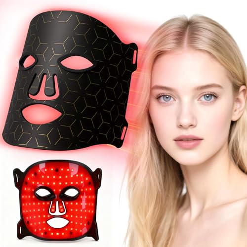 Red Light Therapy Mask for Face Cordless LED Mask with 7 Colours Infrared and Red Light Therapy for Acne Wrinkles and Skin Rejuvenation 108 LED Beads with Remote and Eye Protection