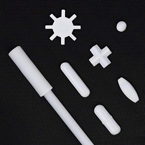 PTFE Magnetic Stirrer Bar Different Shape Teflon Stir Bar Stir Plate Bar/Rod for Lab Magnet Mixer - 6 PCS + 10inch Magnetic Stir Bar Retriever
