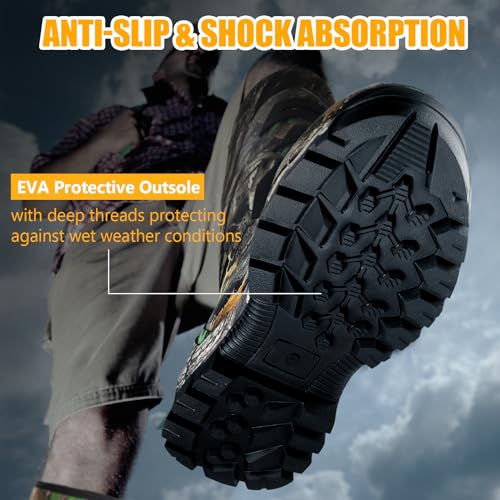 Kalkal Hunting Boots for Men Women, Insulated Waterproof Warm Rubber Boots with 6mm Neoprene Rubber, for Hunting, Gardening, Farming, Fishing, and Yard Work3
