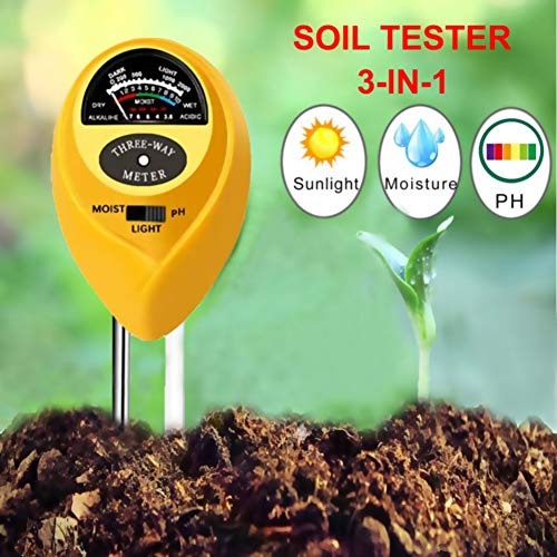 U-meet Soil pH Meter,3-in-1 Soil Test Kits with Moisture,Light and PH Tester