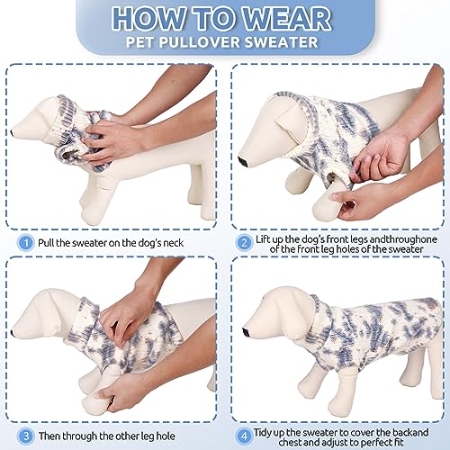 CITÉTOILE Warme Winter Hund Pullover, Weiche und Bequeme Gestrickte Hundemantel, Turtleneck Haustier Kleidung für das Kalte Wetter, Farbverlauf eingestellt für Kleine Mittlere Haustiere, Blau, S