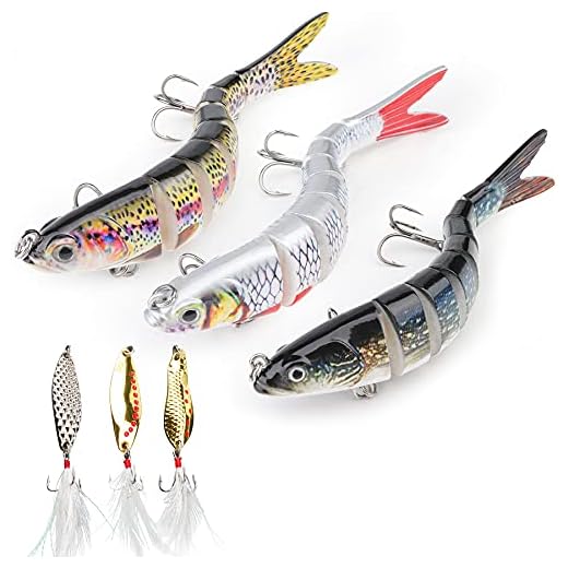 6 Stück Kunstköder Köder Multi Gelenkartigen Wobbler Swimbait Jerkbait Bass Köder Angelgerät zum Angeln auf Raubfische mit 2 Drillingshaken Gummifische,3 Metallfasen Leuchtenden Pailletten Köder