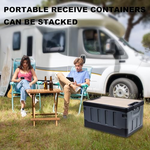 Générique Storage Box, Deck Box – 35L Outdoor Storage Container With Lockable Lid And Handles, All-Weather PP Material, Stackable Utility Boxes And Seat For Camping, Patio Garage – Image 4
