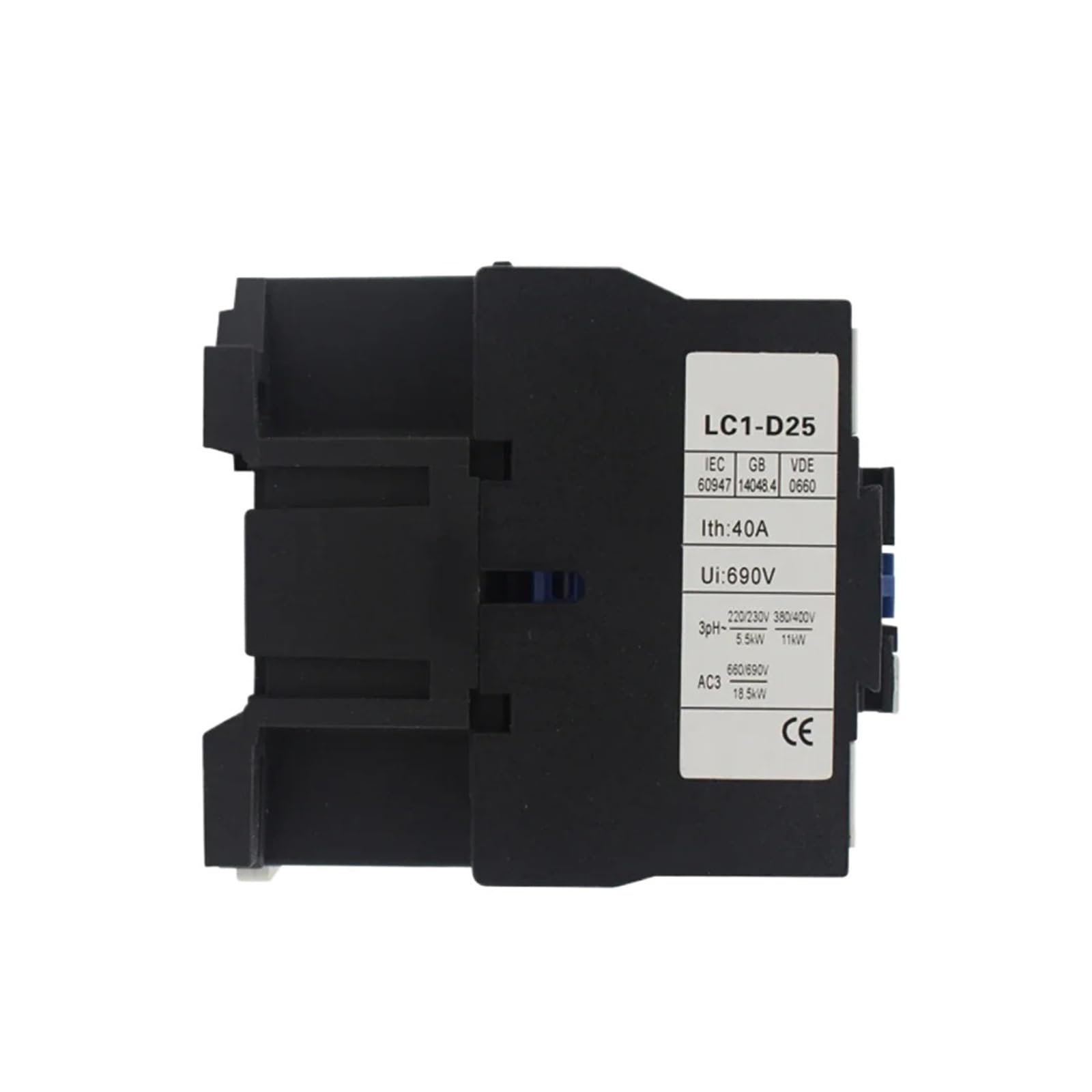 contacteur CA Contacteur AC LC1-D25 25A, contacteur électrique monté sur Rail Din 3P + NO Ouvert normalement