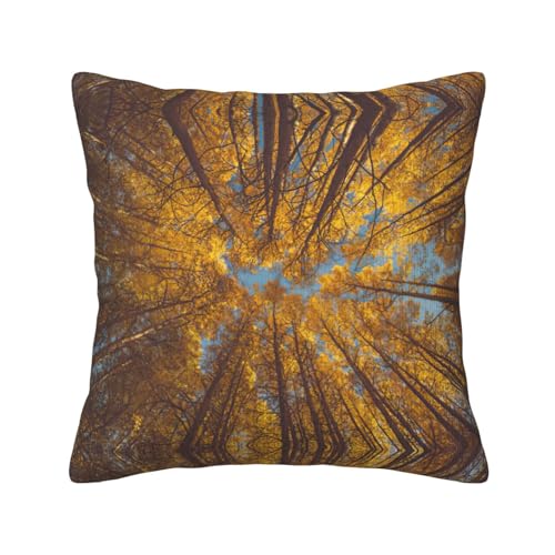 Housse coussin velours côtelé jaune arbre déco pour canapé carré