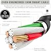 4 Paquetes de 10ft USB-C a USB-C Cables de Carga Rápida (100W/5A) - Negro | Cable Duradero Compatible con Samsung Galaxy S26, S25, S24, S23 y iPhone 17, 16, 15 Extra Largo para Hogar, Oficina y Viajes 4