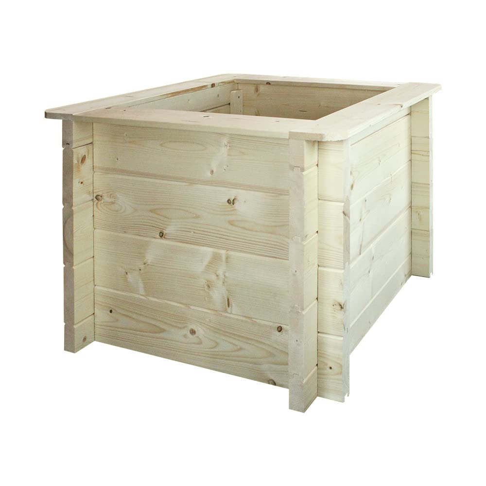 TIMBELA Carre Potager Exterieur Bois - Jardinieres Exterieur pour Jardin, Balcon, Terrasse – pour Fleurs, Herbes aromatiques, Légumes- Bois Massif pin/épicéa 28 mm, 58x58xH46 cm, M617