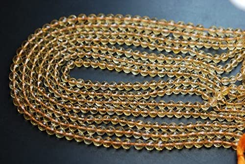 Citrine naturelle d'exception en perles micro-facettées de 4.5mm pour joaillerie fine