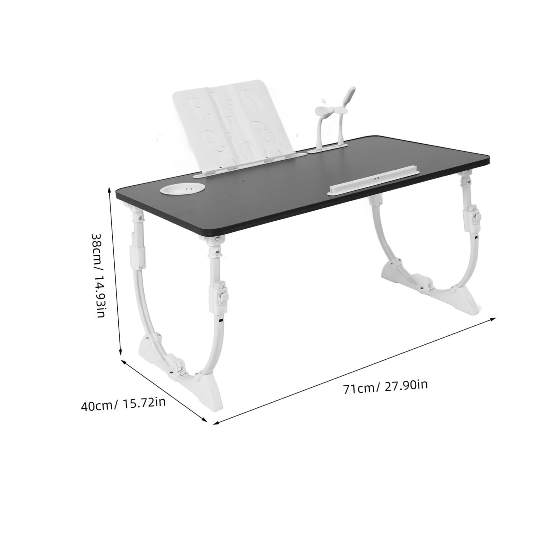 DIYEAH 1set Adjustable Foldable Lap Desk Cup Holder Bookshelf Lightweight Multi-Purpose Bed Table for Laptop Study Breakfast Space-Saving Design for Apartments