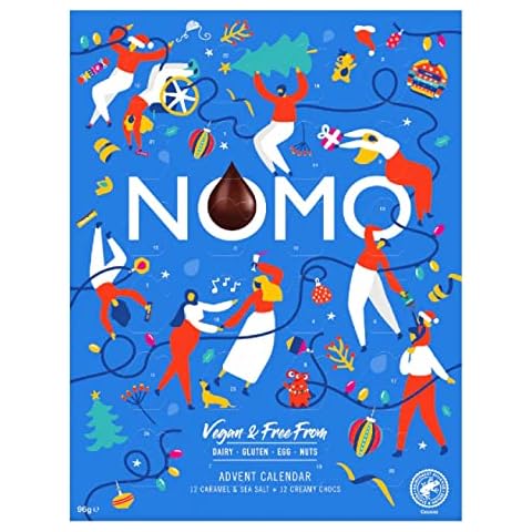 NOMO Vegan Chocolate Advent Calendar Christmas Eve 2022 Edition - Vegan & Free From Dairy, Gluten, Nuts, Egg Cover