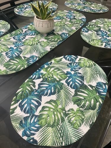 Image of Table Mats Set of 6 with Table Runner - Non Slip, Heat Resistant, Jute Cotton Blend for Dining Room Decor