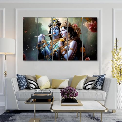 Image of KYARA ARTS Beautiful Radha Krishna Flute Painting With Frame Wall Paintings for Living Room, Bedroom, Office, Hotels, Drawing Room Wooden Framed Digital Painting (50inch x 30inch)