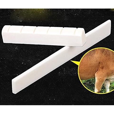 MINGZE 6 String Acoustic Classical Guitar Bone Bridge Saddle and Nut Made of Real Bone (For Classic) Cover