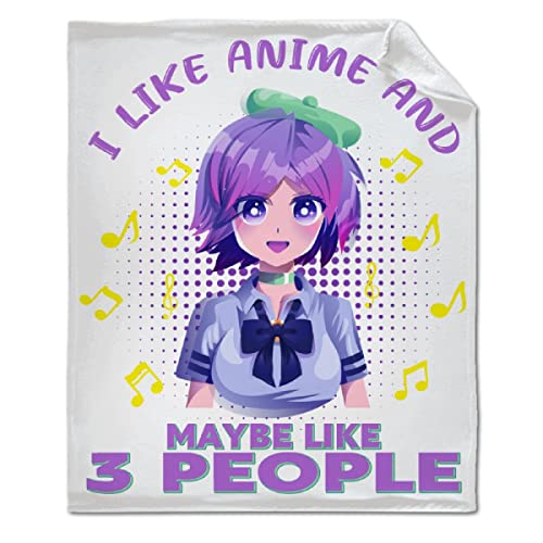 ARTBLANKET I Like Anime and Maybe Like 3 People Throw Blanket Fannel Fleece Super Soft Funny Blanket Travel Throw Blanket for Bed Couch Sofa 60x50 in for Teen Car