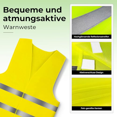 Brovamo Warnwesten Auto-Warnwesten Auto 5er-Warnweste Auto-Warnweste alle Größen-Warnweste Kinder-Warnweste Auto-Sicherheitswesten (5)