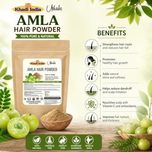 Image of Khadi Utkrisht Amla Bhringraj Rosemary Shikakai Reetha Hair Powder with Aloe Vera Gel | Natural Herbal Hair Care for Hair Growth, Scalp Nourishment & Hair Strengthening - 300GM (Pack of 6)