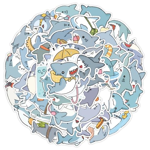 50PCS Shark Stickers Cartoon Shark Stickers