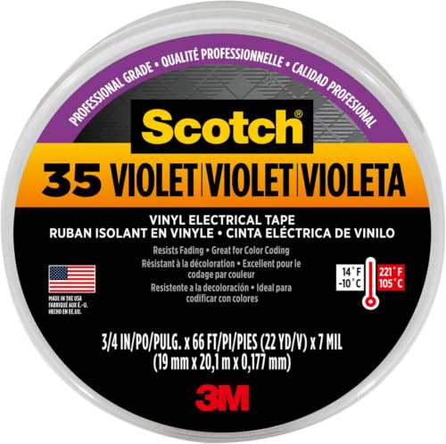 Image of Scotch 3M Vinyl Color Coding Electrical Tape 35, 3 /4 in x 66 ft, Violet - 11271-BA-5 (Pack of 5)
