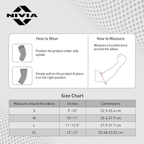 Image of Nivia Elbow Support with Slip in For Men & Women, Elbow Sleeves & Braces or Wraps, For Stability & Joint Support & Black /Red Color, Used for All kind of impact Sports