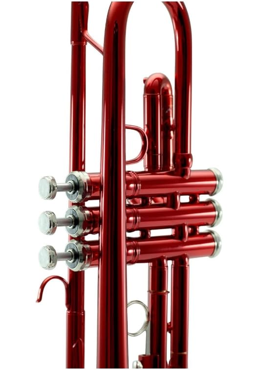 Sky Wine Red Lacquer Brass Bb Trumpet with Case, Cloth, Gloves and Valve Oil, Red