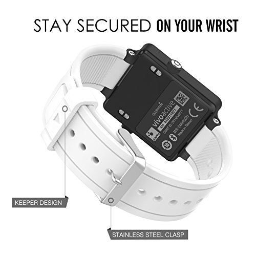 Moko Watch Band Compatible With Garmin Vivoactive, Soft Silicone Replacement Fitness Bands Wristbands With Metal Clasps For Garmin Vivoactive/Vivoactive Acetate Sports Gps Smart Watch - White #TOP1