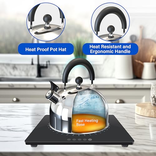 YSSOA Whistling Stovetop Tea Kettle, 3.2 Quart Stainless Steel Teapot with Cool Touch Ergonomic Handle, Hot Water Fast to Boil, Sliver by YSSOA - Used condition - Image 3