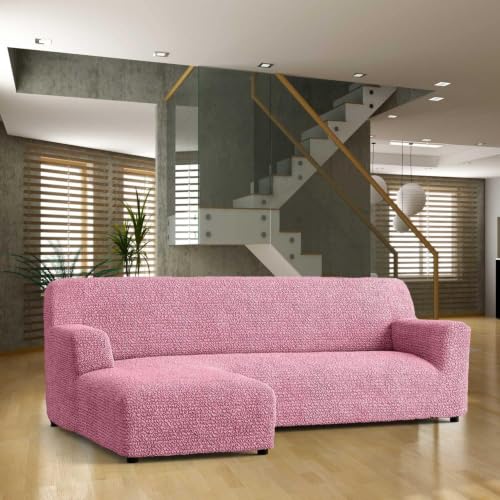 Image of Bellissima Sofa Covers - Premium Luxury Microfibra Plain Stretchable Sofa Cover Fully Covered Slipcover, Imported from Italy (Dusty Rose, L Shape Left-UN)