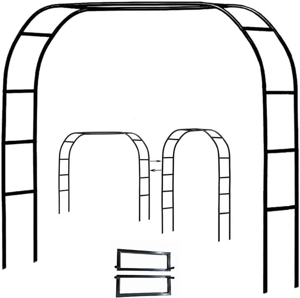 Garden Arbor Arch Steel Frame Weather Resistant Metal Archway for Climbing Plants, Free Standing Trellis Pergola 1.2M 1.4M 1.8M 2.4M 3M 3.5M Wide Garden Arch,Black,W2.4M*H2.2M