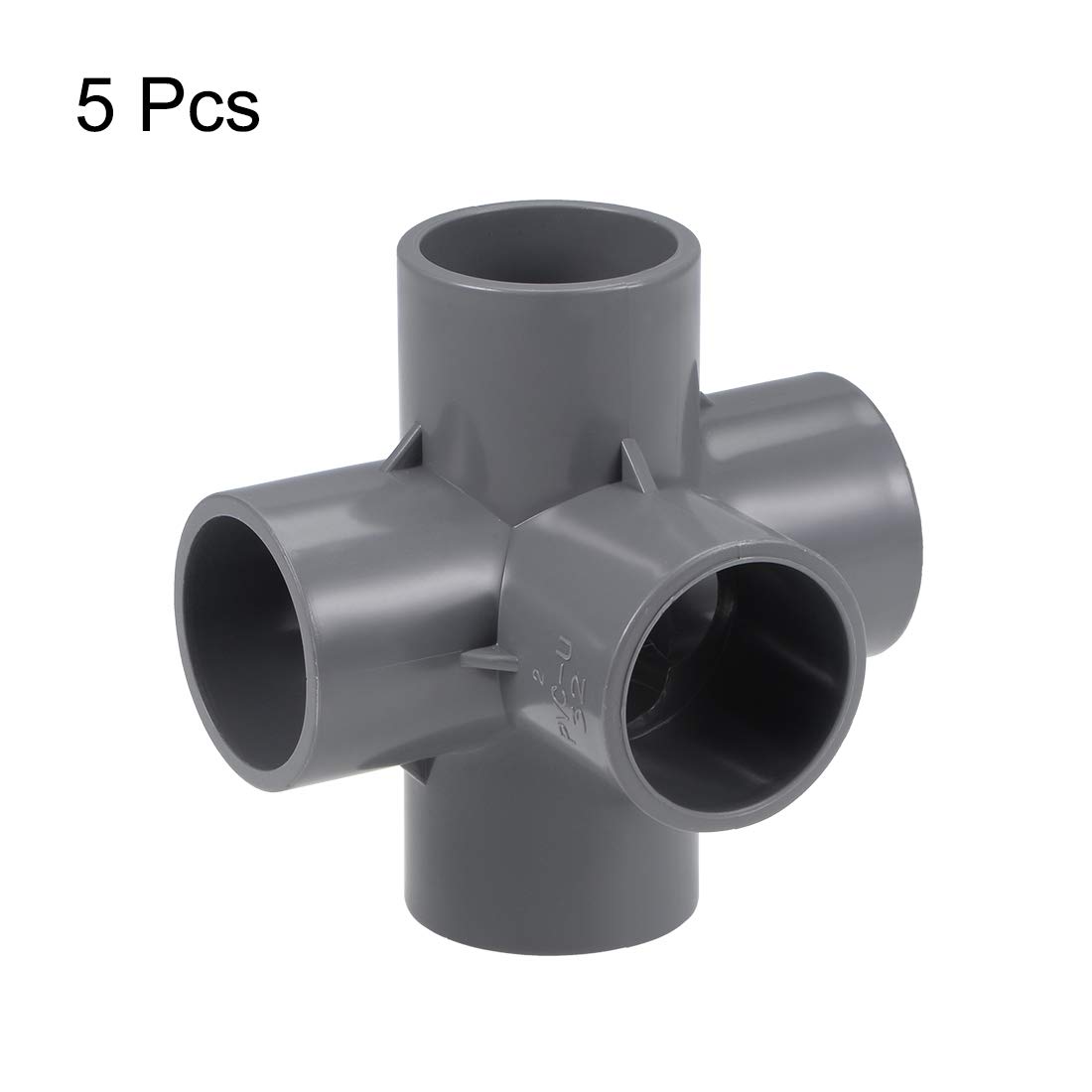 sourcing map Raccord 5 Voie Tuyau PVC coudé pour Meuble T Irrigation Gris 32mm 5Pcs