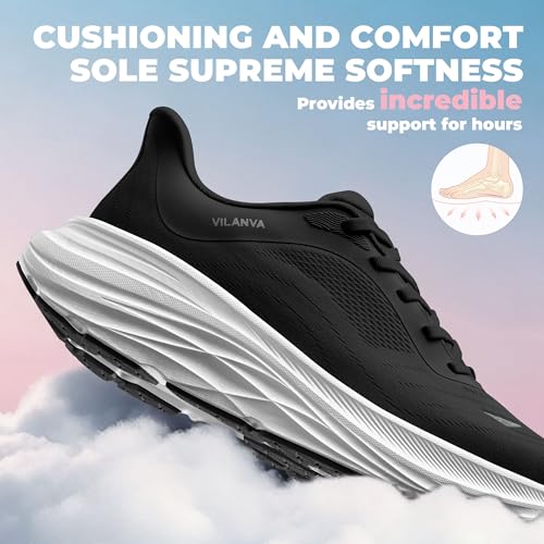 Image of Vilanva Women's Comfortable Walking Shoes Cushion Running Tennis Shoes Non-Slip Workout Gym Athletic Breathable Trendy Fashion Sneakers