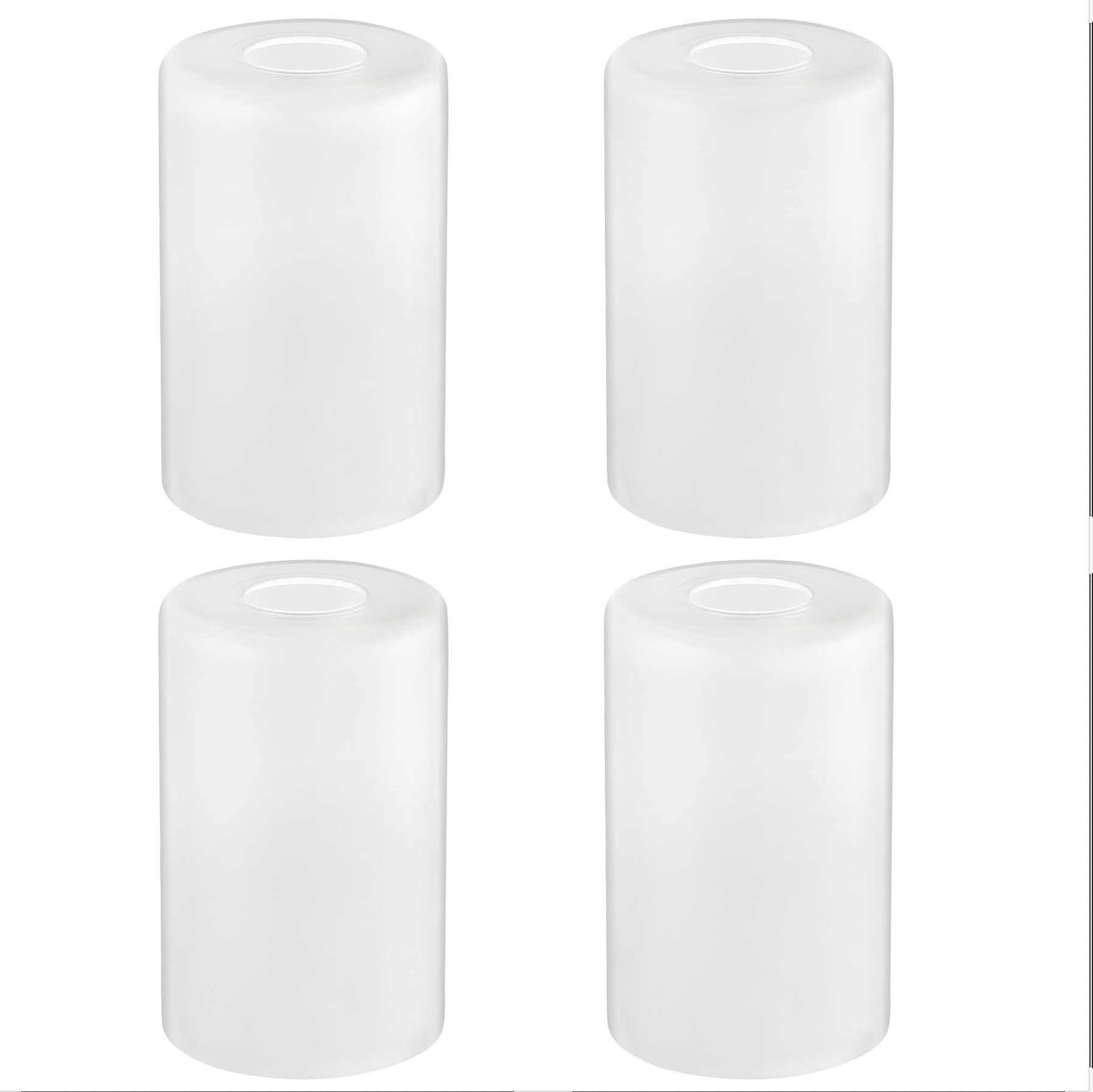 4 Pack White Frosted Glass Shades Replacement, 5.9in Height, 3.9in Diameter, 1.65in Fitter, Cylinder Glass Shade Covers Replacement Globe for Chandelier Pendant Wall Sconces Light Fixtures