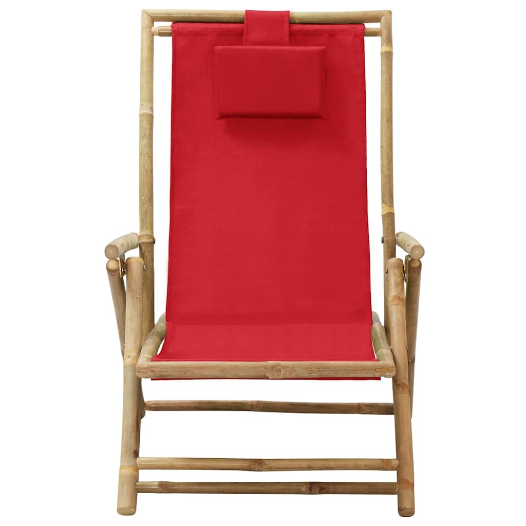 Sedia relax pieghevole in bambù, regolabile in 4 livelli, rosso