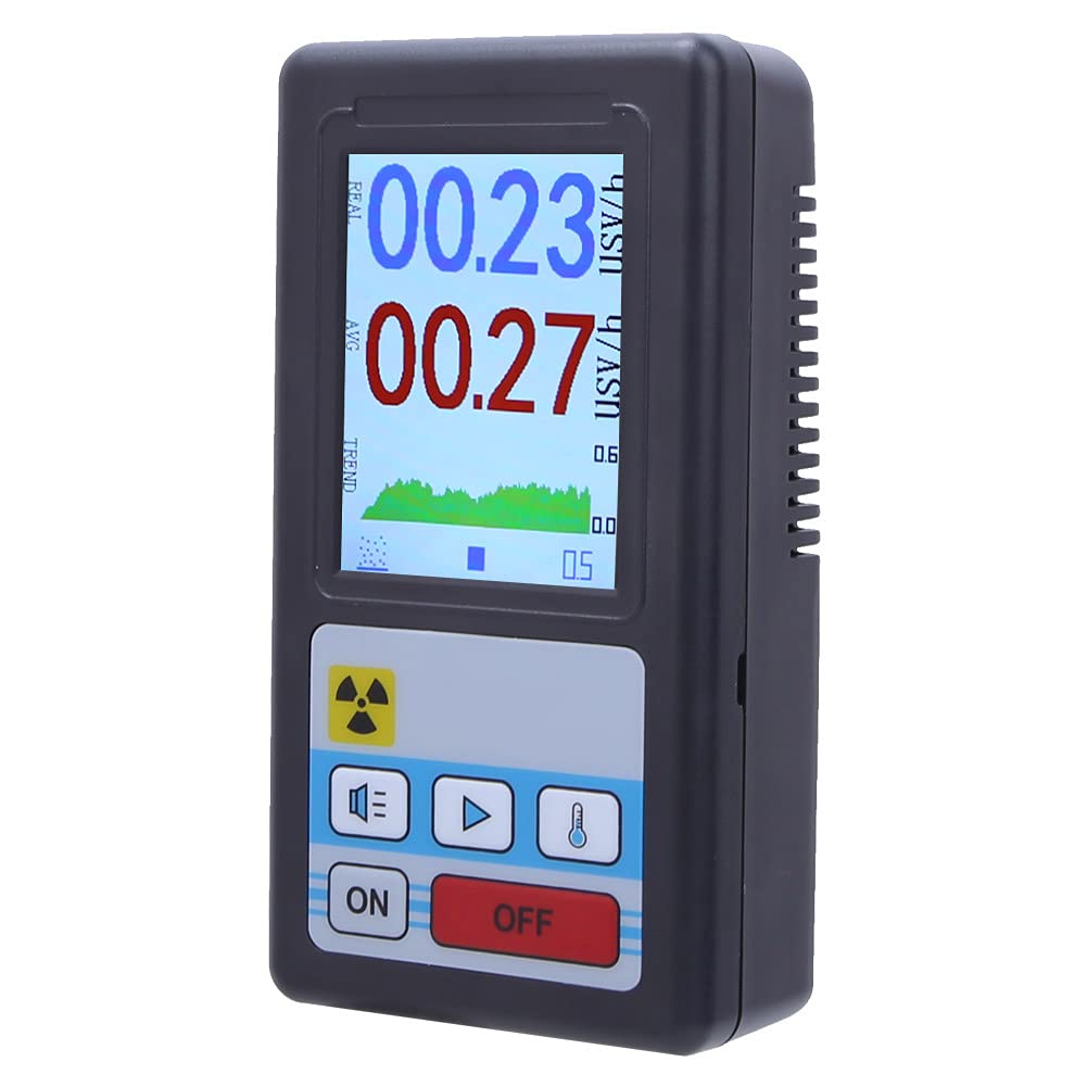 Medidor de radiación nuclear - 0-99.99μV/h Probador Geiger digital LCD, EMF portátil para radiación electromagnética de rayos X β γ, dosímetro Beta Gamma Contador de prueba de rayos X (Negro)