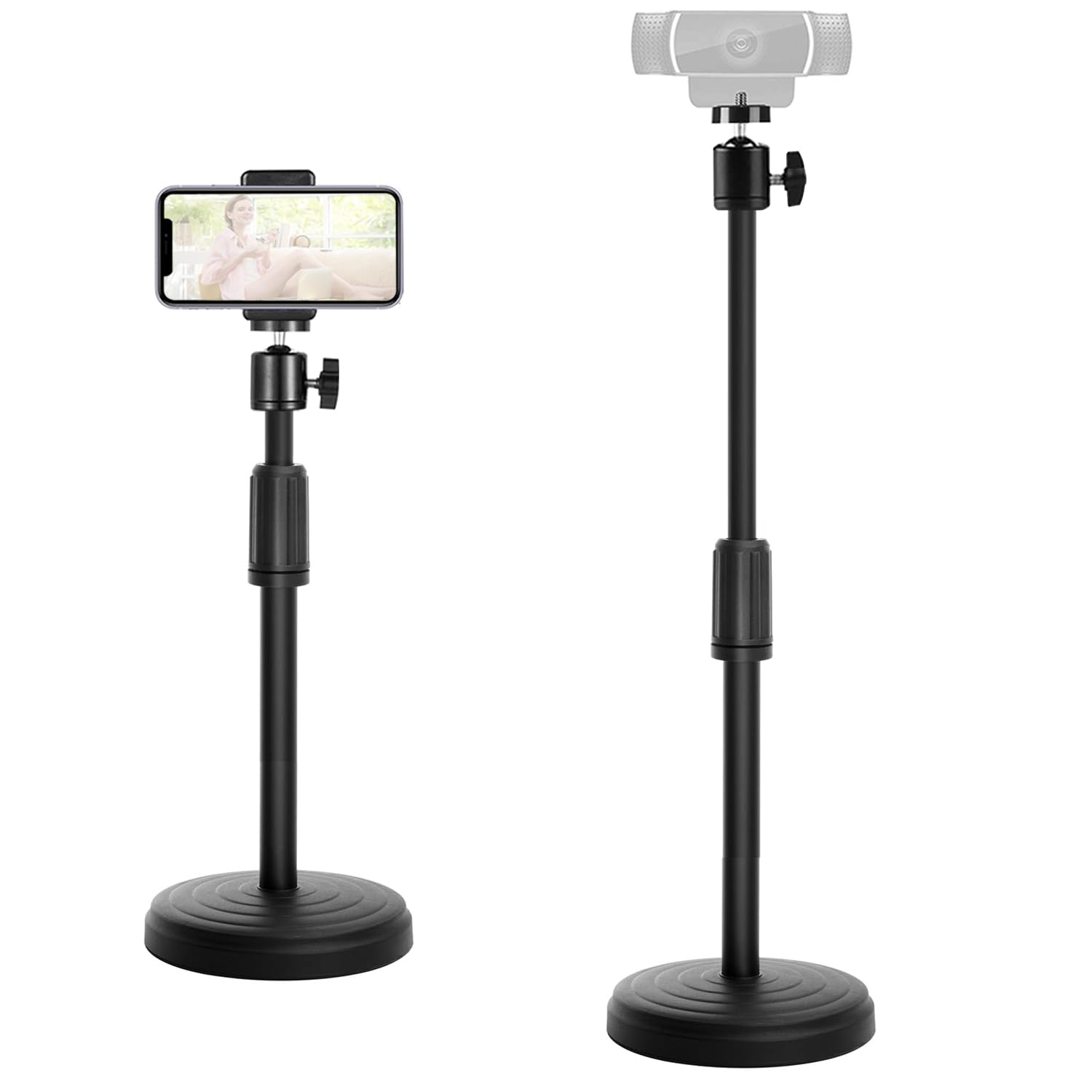 Webcam Stand for Desk, Webcam Tripod Camera Stand with Phone Holder Desktop Webcam Mount for Logitech Webcam C920 C922 C925e C922x C930e C930 C615 and BRIO
