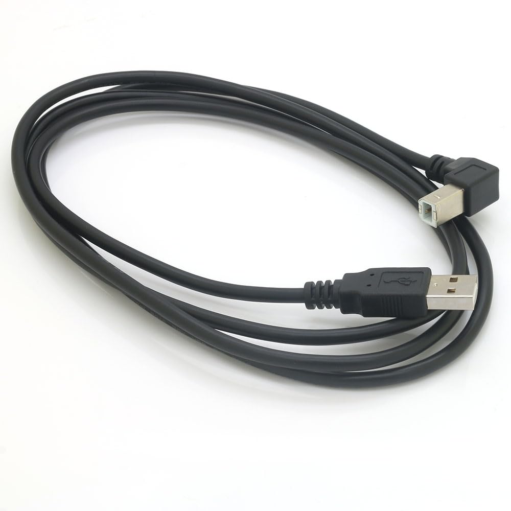 USB 2.0 High Speed Drucker/Scanner, rechtwinkliges Kabel, USB-Druckerkabel, 90 Grad, USB 2.0 A-Stecker auf B-Stecker, Drucker, Scanner, USB-B-Kabel mit 480 Mbit/s (Abwärtswinkel, 149,9 cm)