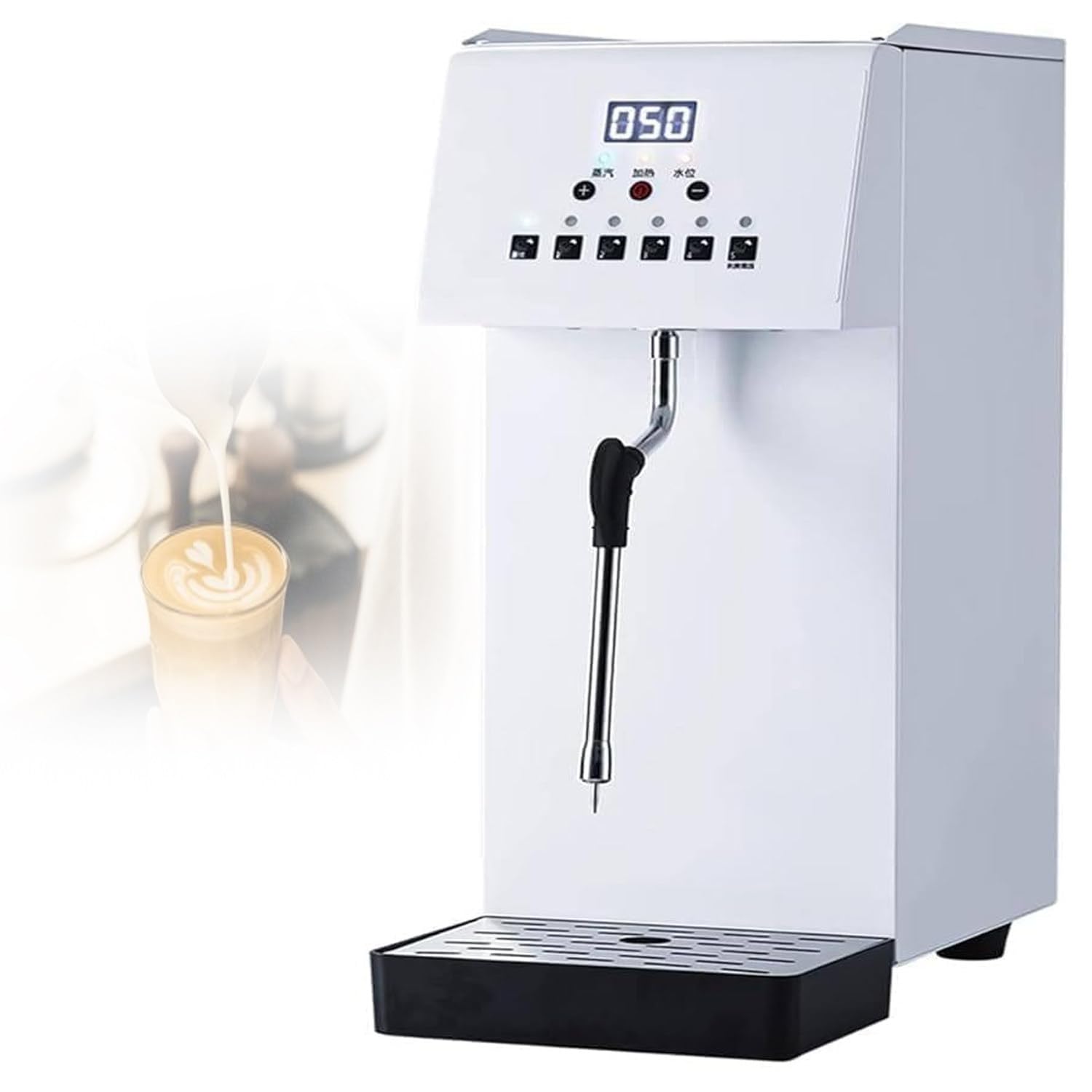 Máquina espumadora de leche a vapor de alta presión, calentamiento rápido de 2500 W, varita giratoria de 360°, 5 modos de temperatura para espuma de calidad barista, capacidad de 6 litros para