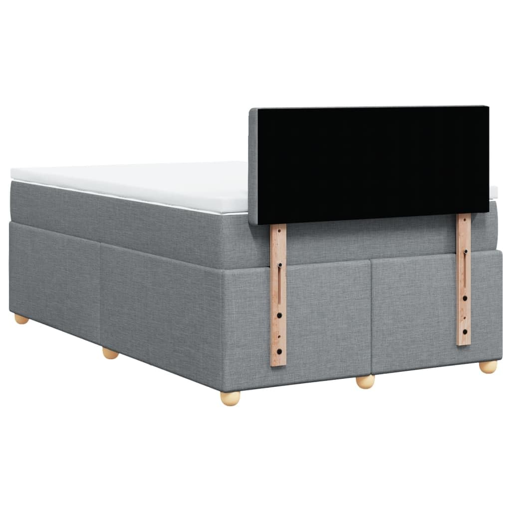vidaXL Boxspringbett, Polsterbett Bett mit Matratze Matratzenauflage, Bettgestell mit Kopfteil Lattenrost, Doppelbett für Schlafzimmer, Hellgrau 120x200cm Stoff