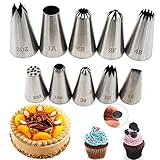 10 Pack Stainless Steel seamless Piping Icing tips, Large Piping Nozzle, Cake Decorating tools for baker