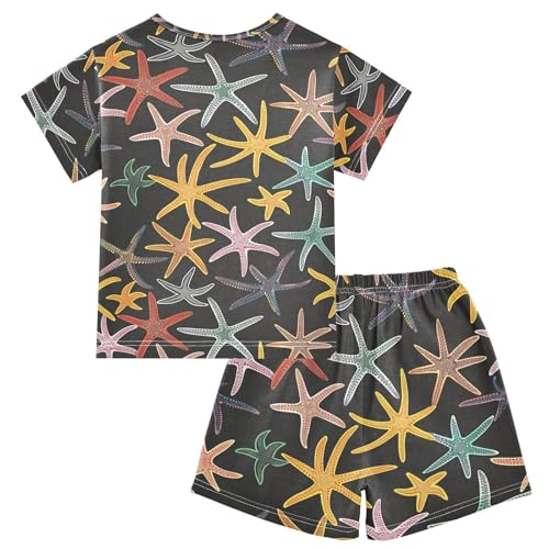 ALAZA Funny Starfish Black Pajamas Short Sleeve 2 Piece Sleepwear Top and Bottom Pajama Set Unisex2