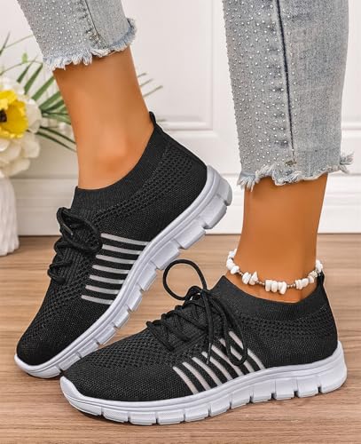 Womens Slip On Running Sneakers Tennis Non Slip Walking Gym Workout Athletic Comfortable Lightweight Fashion Sport Casual Shoes