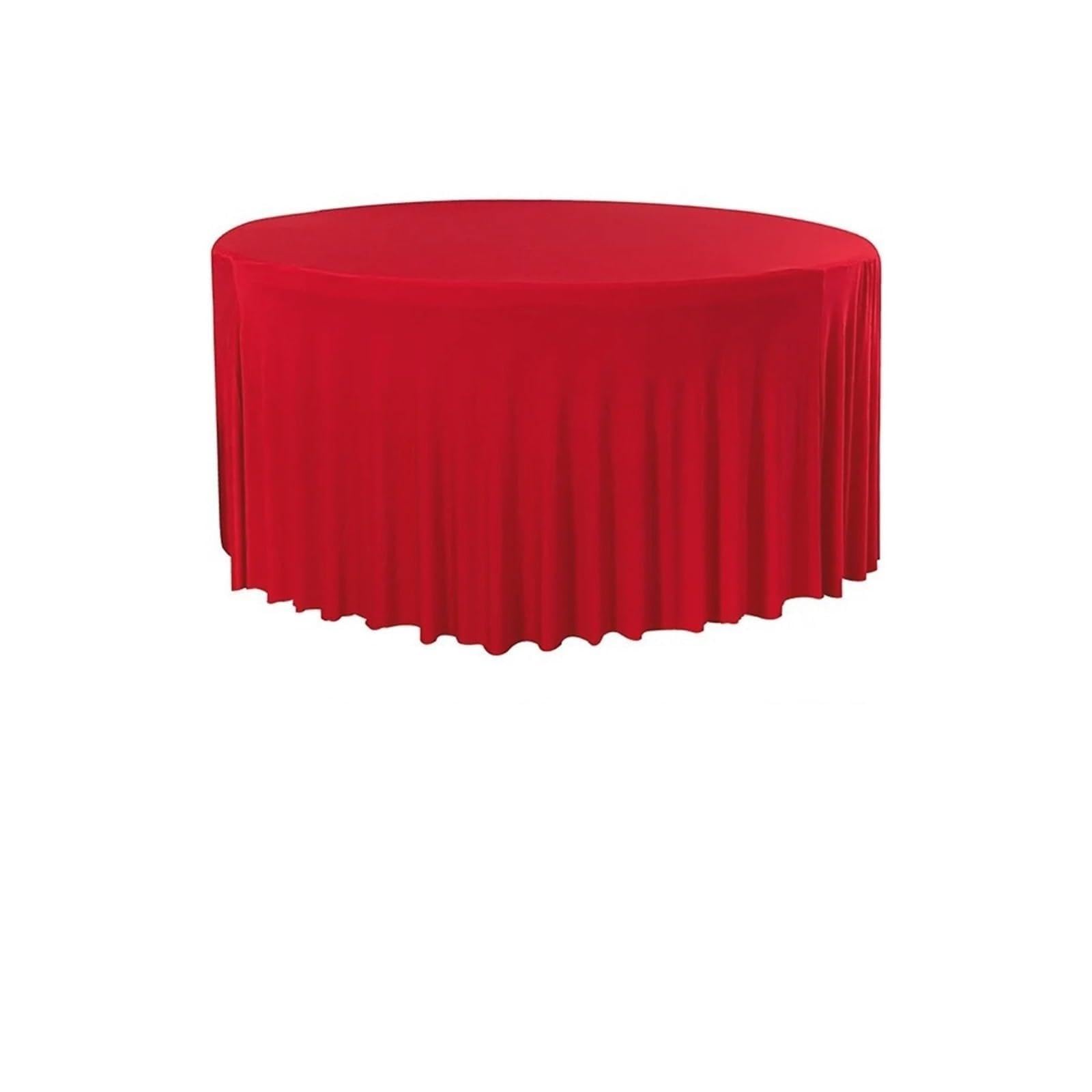 SHENJMAI Round Skirt Tablecloth Pleated Wave Spandex Round Tablecloth Elastic Skirted Cover 4/5/6FT for Banquet Wedding Stain-Resistant Easy Care(Red,5FT 153CM ROUND)