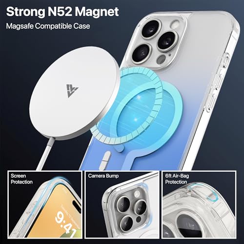 Image of eller sante Maven Magpro Back Cover Case for iPhone 16 Pro Max Scratch Resistant Camera Screen Protector TPU Shockproof 10ft Drop Protection Support Mag-Safe Wireless Charging- Blue