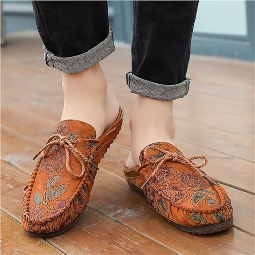 Mens Loafers Shoe Floral Vegan Leather Half Moccasins Shoes Lightweight Comfortable Flexible Fashion Outdoor Slip-on3