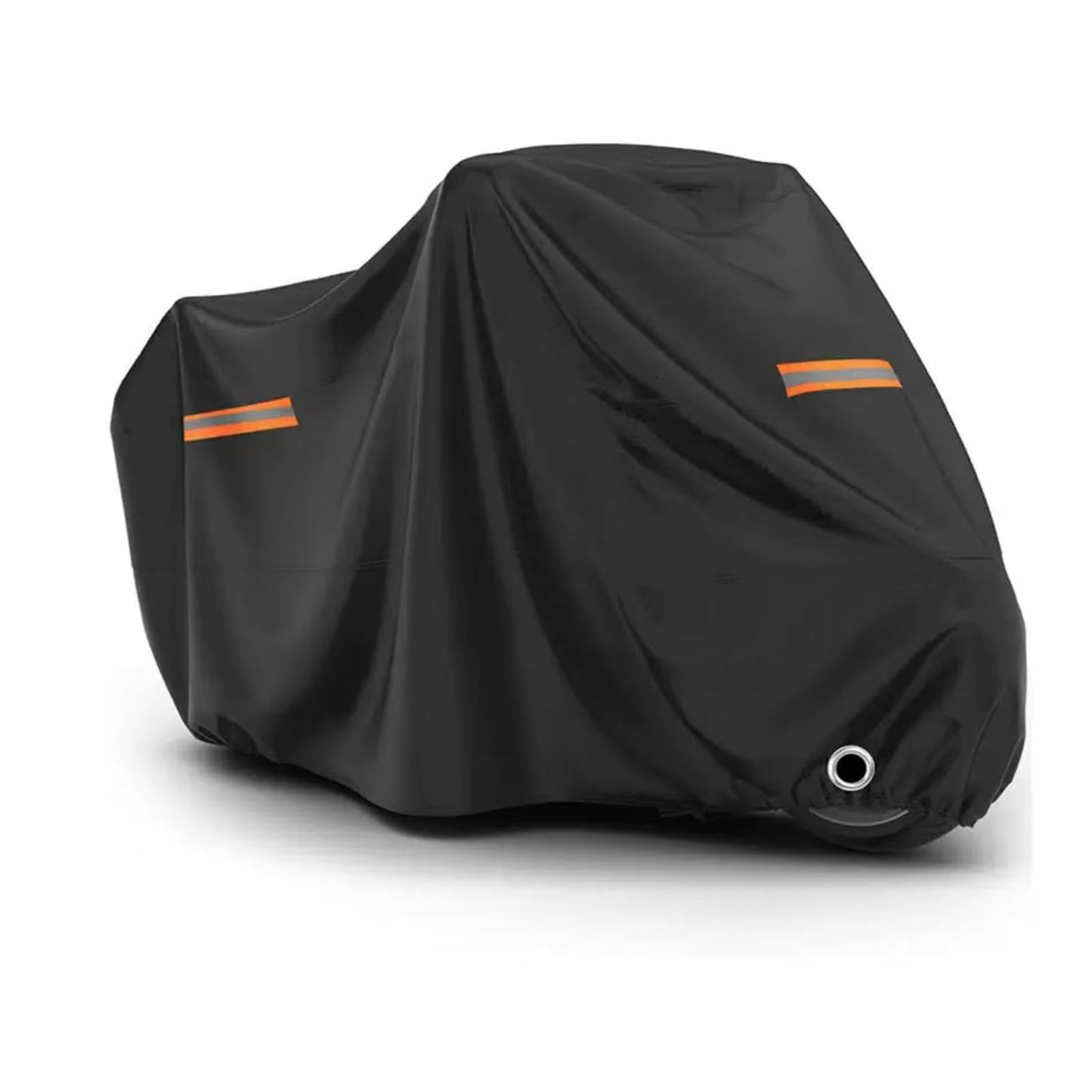 Motorcycle Cover, 210D Oxford Cloth, with Reflective Stripes, Waterproof Outdoor Protection, All-Weather Universal car Cover, with Lock Holes and Storage Bag. (All Black, 104